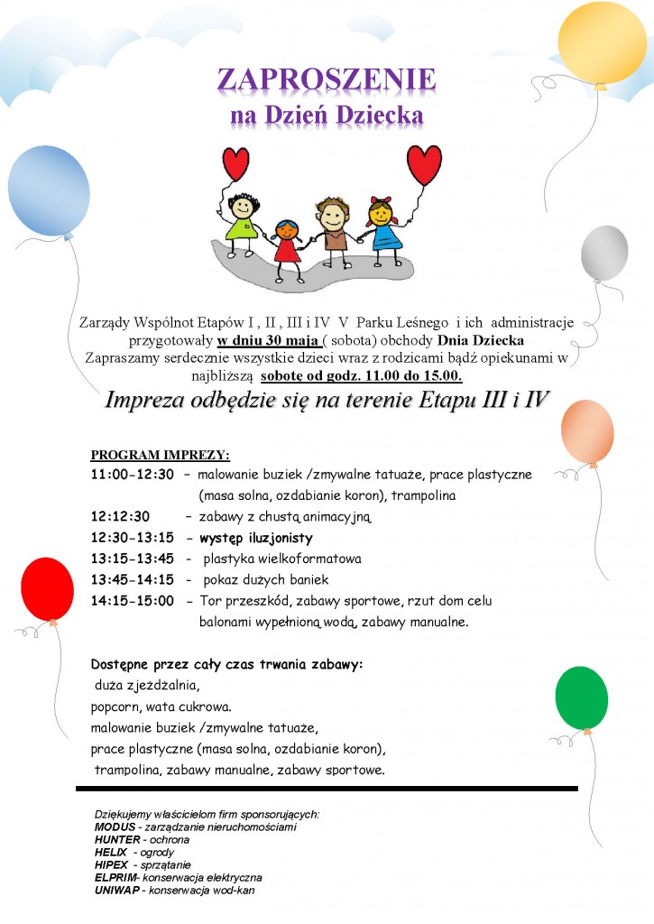 ZAPROSZENIE DZIEŃ DZIECKA MODUS